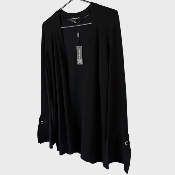 Cable & Gauge Open-Front Cardigan Sweater Black Women's Size Small New - Picture 3 of 13